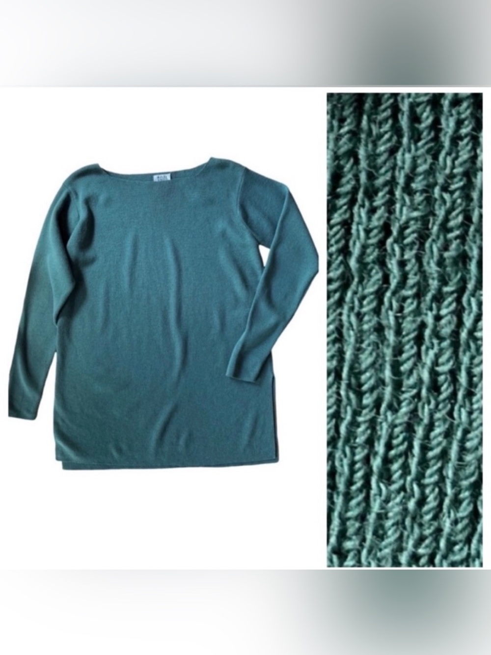 Vintage EILEEN FISHER Teal Blue-Green Knit Sweater Size S | Made in Hong Kong |